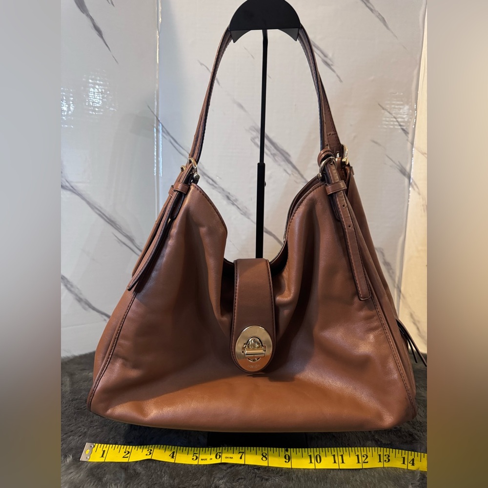 Coach Madison Carlyle Brindle Tan Leather Shoulder Purse Bag